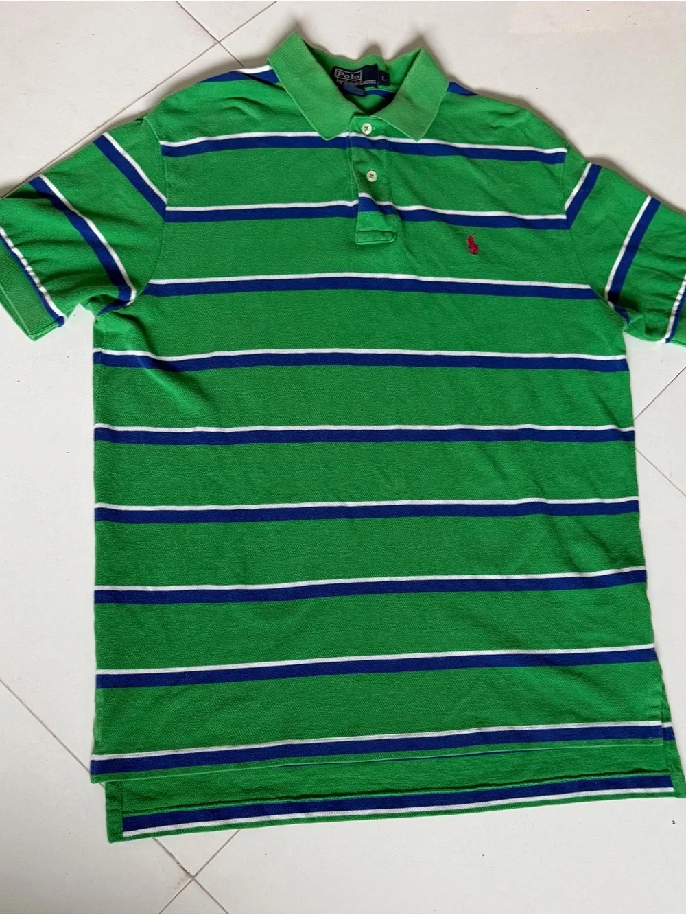 Polo Ralph Lauren Green Striped Polo Shirt Men's Large
